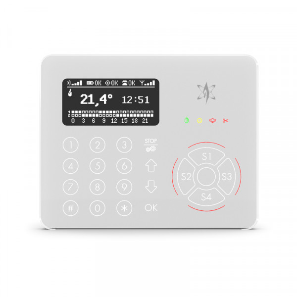 Tastiera di comando capacitiva su ULTRABUS display OLED per centrali
antintrusione colore BIANCO