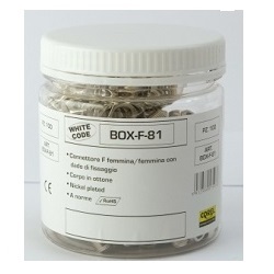 Connettore F Femmina/Femmina con Dado di Fissaggio  BOX Bianco
Confezione da 100 PZ