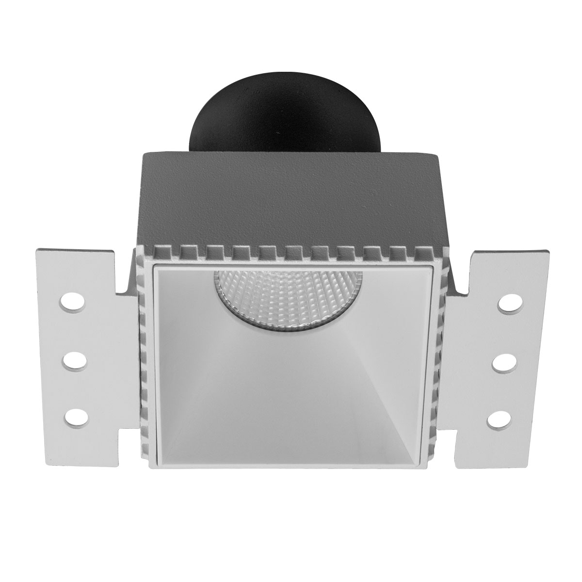 XPOLI Faretto da incasso quadrato, telaio e anello decorativo bianco
opaco, per lampadine alogene o a LED, con attacco GU10, o per moduli a
LED XCOMBO, CM03, CM06, CM07, CM08, CM10 e CM11. Si installa su
controsoffitti in cartongesso,