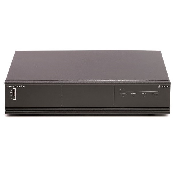 Booster serie Plena 240 W,  montaggio a rack 2U, ingr.linea 100V
Certificato EN54-16 del sistema PLENA VAS. 1438/CPD/0210