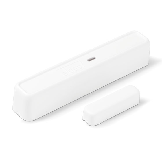 Contatto magnetico senza fili bidirezionale per porte/finestre, con
sensore d’urti integrato riconosciuto separatamente. Bianco