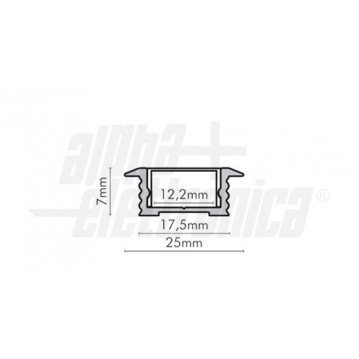 Profilo di alluminio con copertura in PC opaco piana - 2m - Accessori
inclusii per strisce 15 Wm