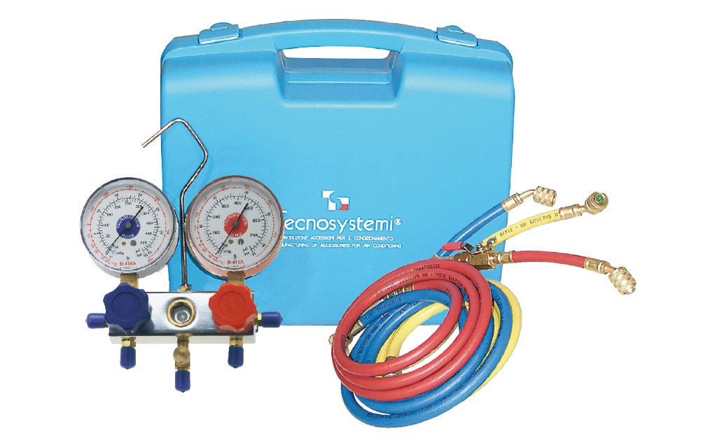 KIT GRUPPO MANOMETRICO A 2 VIE IN VALIGETTA PER GAS R32-R410A