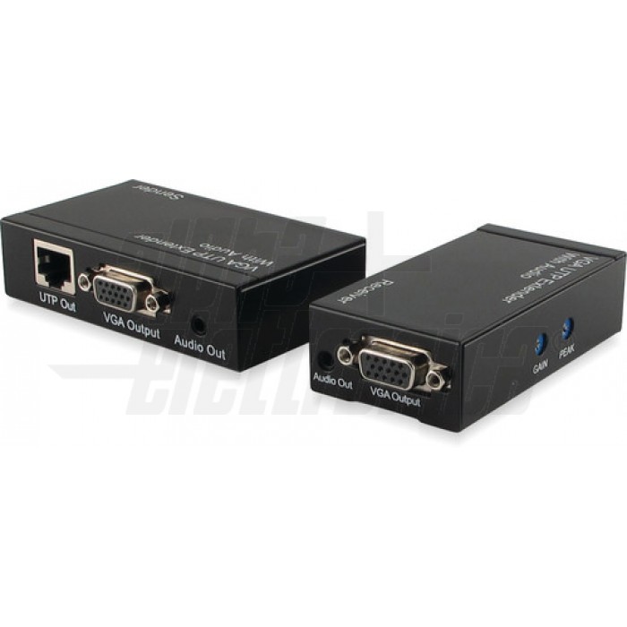 Extender VGA+Aud.Tx+Rx Singolo Cat6 300m