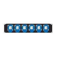 Pannello forato rack 19" con 6 prese CEE PP2T-16/Z + Viti