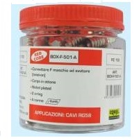 Connettore F ad Avvitare per cavo da 5 mm Box Rosso Confezione da 100 pz