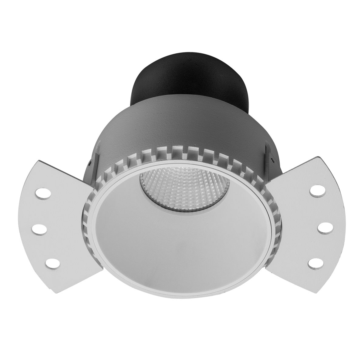 XPOLI Faretto da incasso tondo, telaio e anello decorativo bianco opaco,
per lampadine alogene o a LED, con attacco GU10, o per moduli a LED
XCOMBO, CM03, CM06, CM07, CM08, CM10 e CM11. Si installa su
controsoffitti in cartongesso, a f