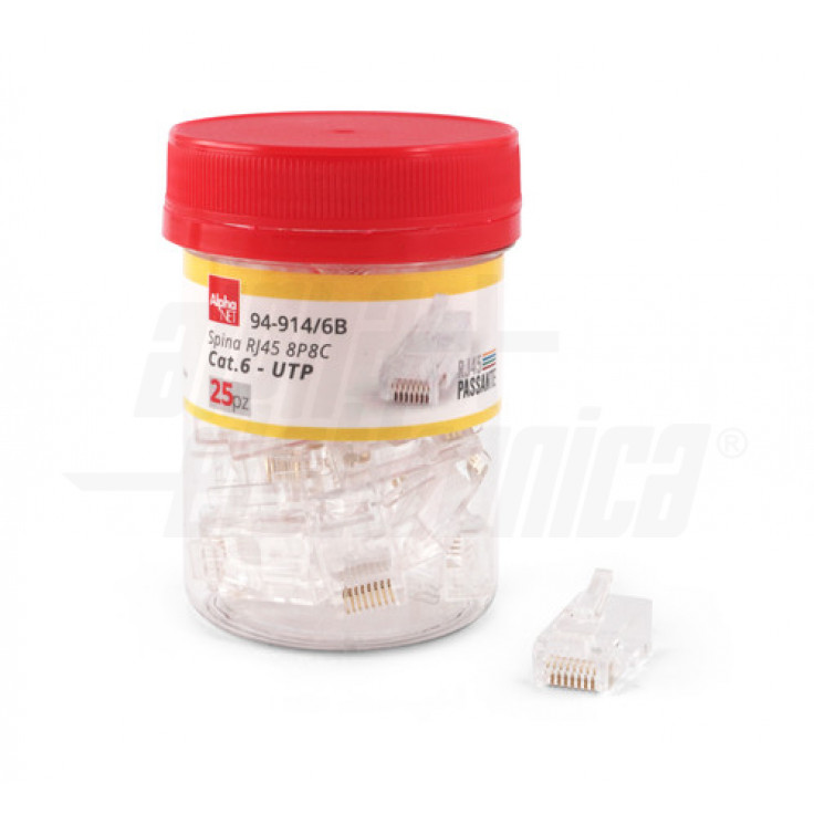 Conn.RJ45 passante Cat.6 in barattolo Conf.25 pezzi
