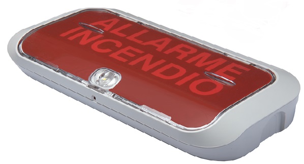 Targa Ottico-Acustica Antincendio a LED conforme EN54-23 EN54-3