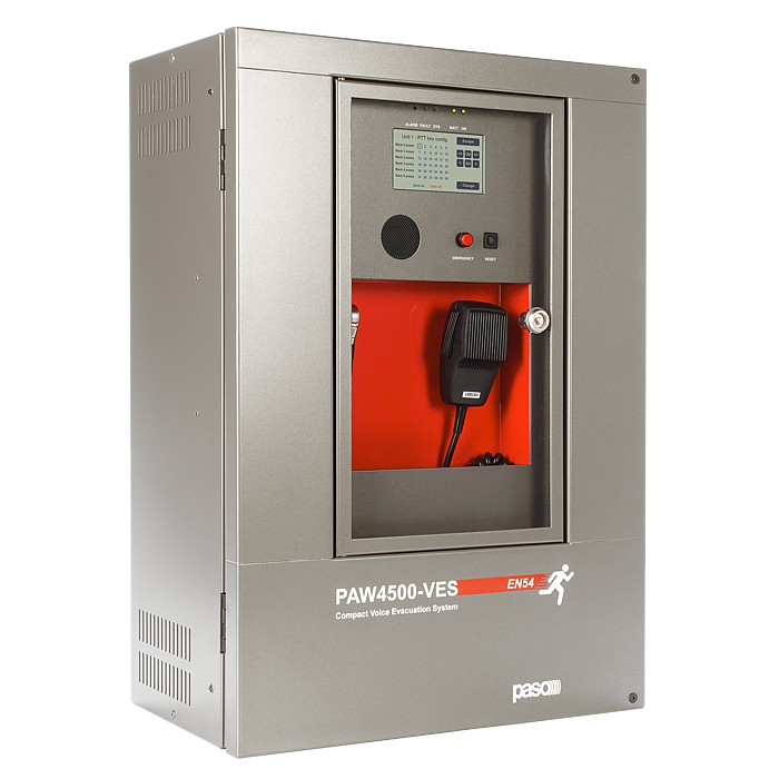 Sistema di evacuazione vocale integrato serie PAW4500-VES per impianti
di emergenza fino a 500W totali,  per montaggio a