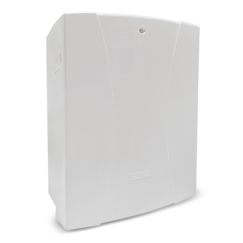 Contenitore policarbonato piccolo per LightSYS Plus, con kit tamper e
cavo 220VAC. Può contenere solo l'alimentatore RP432PS25NCA (NO l'RP432PS45NCA)
