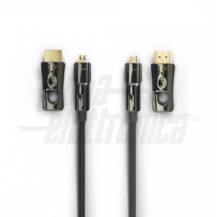 Cavo HDMI® Attivo in Fibra Ottica - High-Speed with Ethernet - Con
adattatore Micro HDMI / HDMI - 25m