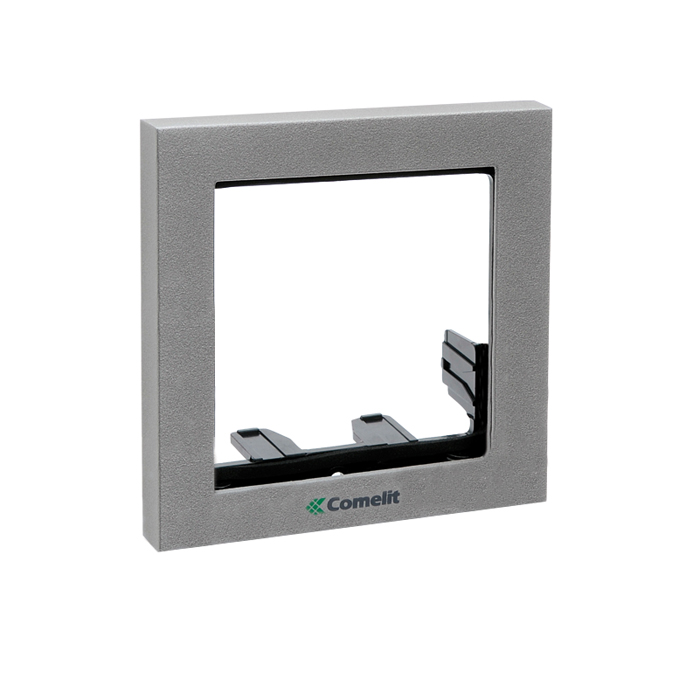 Telaio portamodulo completo di cornice. 1 Modulo. Colore argento. Serie
Powercom e Ikall