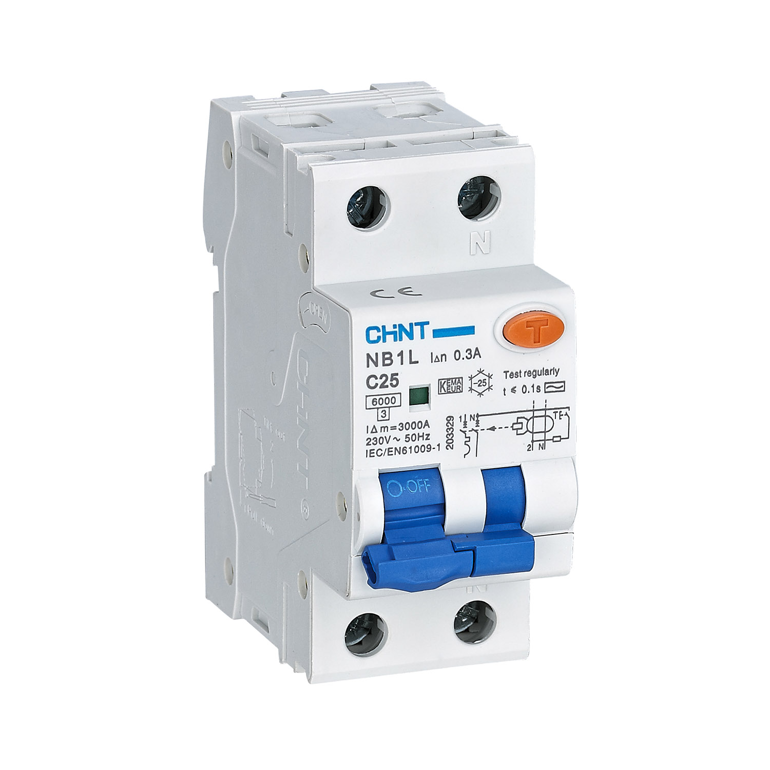 NB1L2/C6-1PN-6-AC30 -INT MTD 1P+N 6A 30mA 6KA Curva C Tipo AC