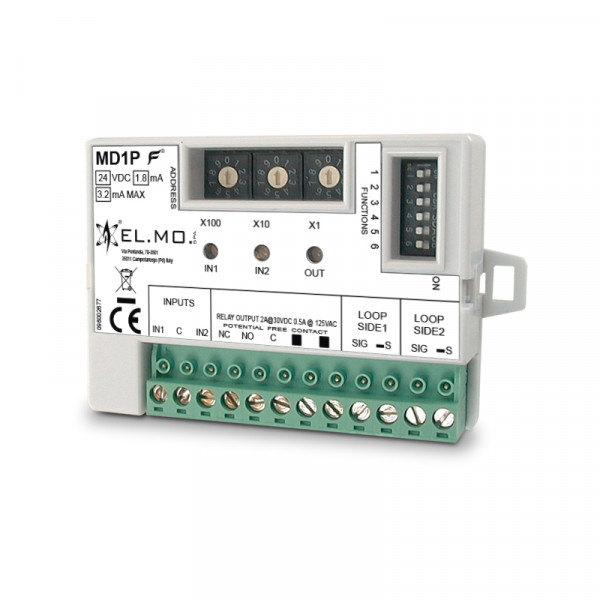 Modulo incendio analogico controllo porta 2 ingressi / 1 uscita + 1
ingresso aggiuntivo con isolatore FYRA