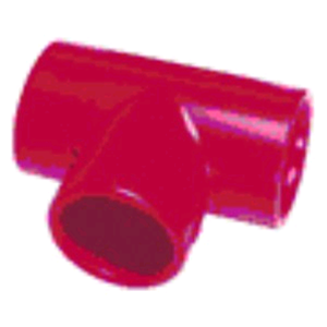 Raccordo TEE in ABS, di colore rosso. Diametro 25mm.