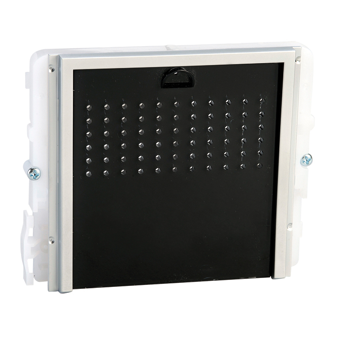 Modulo predisposto per portieri audio. Senza pulsanti. Colore nero.
Serie Ikall