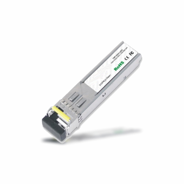 Modulo ottico Gigabit, velocità 1 Gbps, portata 20 km, trasmissione a
1550 nm, ricezione a 1310 nm, attacco LC