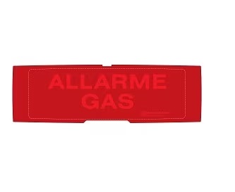 Pellicola in policarbonato con la scritta " ALLARME GAS " per&nbsp;
PAN1-PLUS- fondo Rosso scritta Rossa.