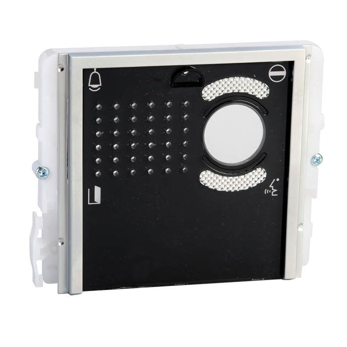 Modulo predisposto per gruppi audio/video. Senza pulsanti. Colore nero.
Serie Ikall