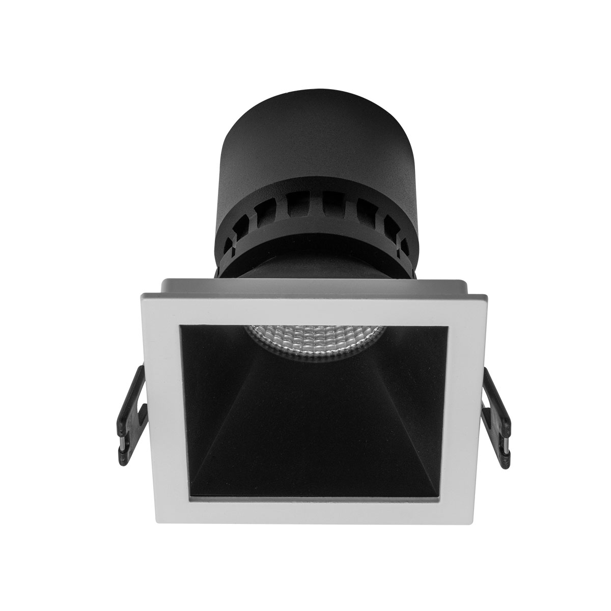 XPOLI Faretto da incasso quadrato, telaio bianco opaco e anello
decorativo nero opaco, per lampadine alogene o a LED, con attacco GU10,
o per moduli a LED XCOMBO, CM03, CM06, CM07, CM08, CM10 e CM11.