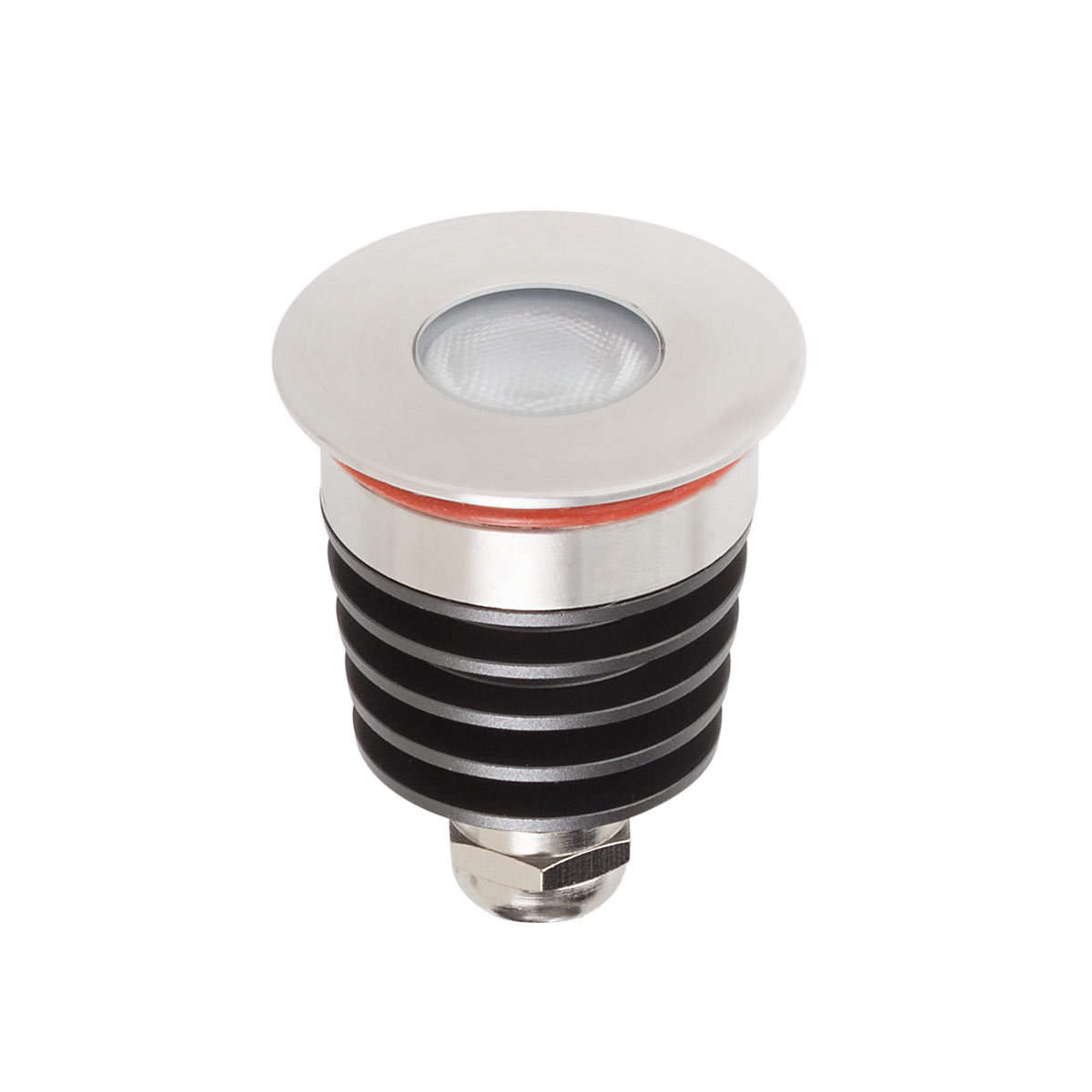 XGROUND Apparecchio da incasso a parete o a filo terreno (per aree
pedonali), equipaggiato con LED di potenza da 3W, colore bianco neutro.