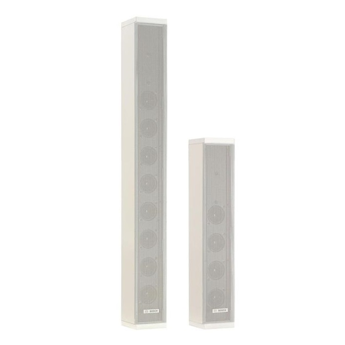 Colonna sonora in alluminio,  potenza 40W (max 60W) 100V-8 Ohm,  8
altoparlanti  incorporati, elevata direttività,  SPL