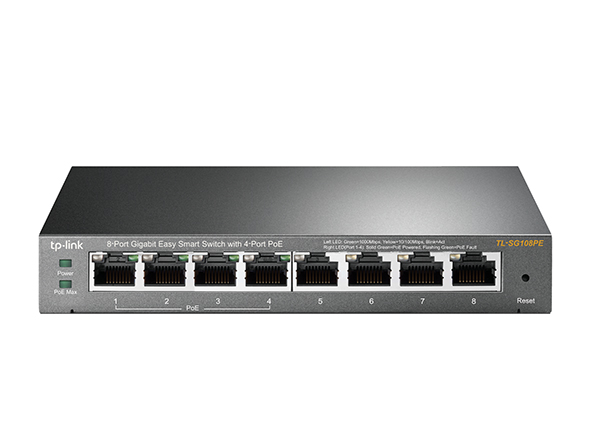 Switch gigabit 8 porte 10/100/1000 di cui 4 porte Poe  fino a 55W e fino
a 15.4W per porta