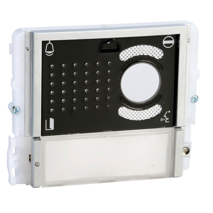 Modulo predisposto per gruppi audio/video. Con 1 pulsante. Colore nero.
Serie Ikall
