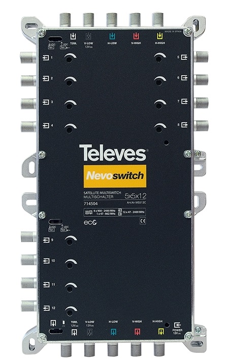 Multiswitch (1 SAT+ terrestre attivo) Terminal/Cascata 5x5x12 “F
