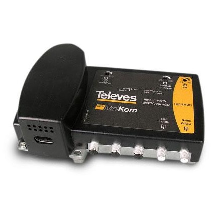 Amplificatore autoalimentato 1in  G (20||30)/(27||37)dB Vu 121/123dBµV
(Bassa Potenza)