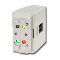 Inseritore settorizzabile con quattro settori, un modulo 503,
Installabile ad incasso in placche porta frutto serie TICINO MAGIC;
disponibili adattatori delle principali serie civili. Colore BIANCO.