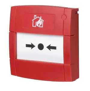 Pulsante manuale convenzionale da interno a rottura vetro. Completo di
scatola di montaggio.