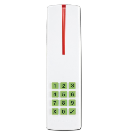Lettore di prossimità da interno/esterno con tastiera per sistema EVO;
colore BIANCO