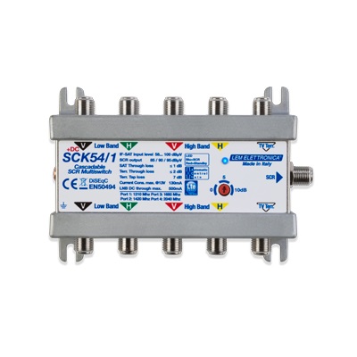 MULTISWITCH SCR IN CASCATA A 5 CAVI PASSANTE 2 DER. SCR A.C.G.
0/+5/+10Db + TV TERR -10dB